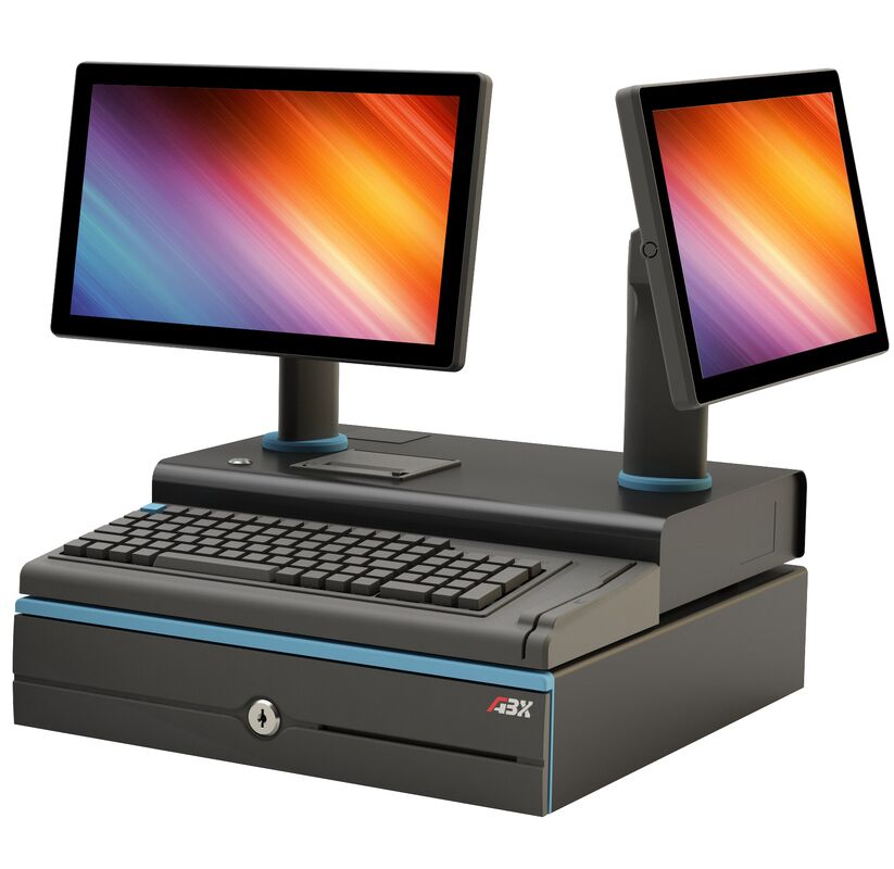 14 Inch Dual Display POS System 12V 5A Self Checkout POS System For ...
